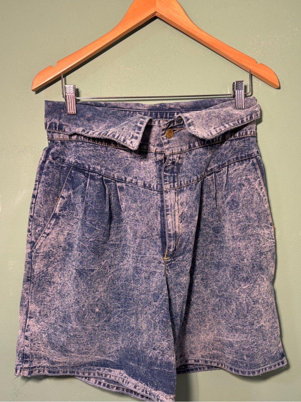 Vintage 1980’s Acid Wash Denim Paperbag Waist Shorts